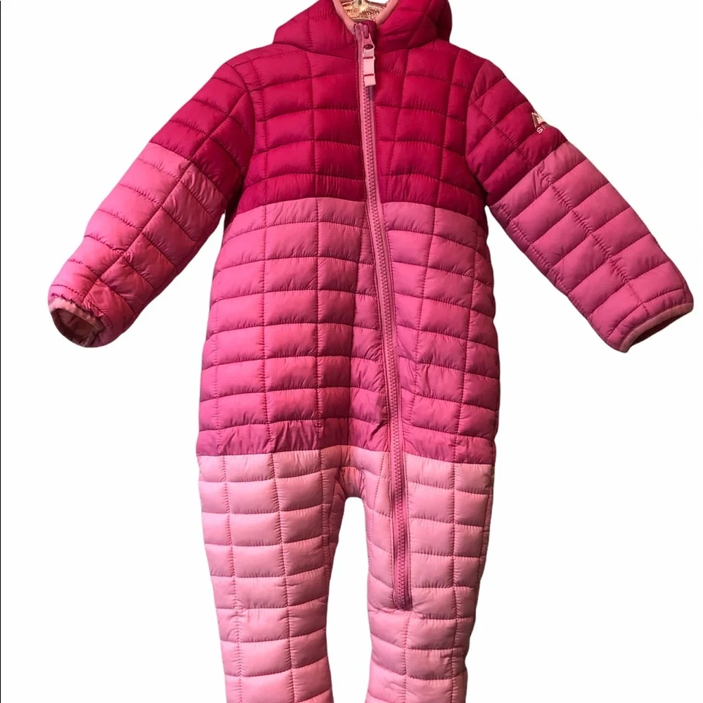 Snozu Girls Gradient Pink Quilted One-Piece Snowsuit